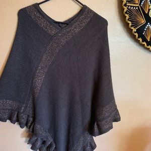 Chocolate Brown Poncho with Gold Shimmer Details